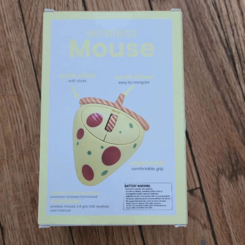 Vivitar 'Pizza' Novelty Computer Mouse - Yellow - Wireless-New In Box